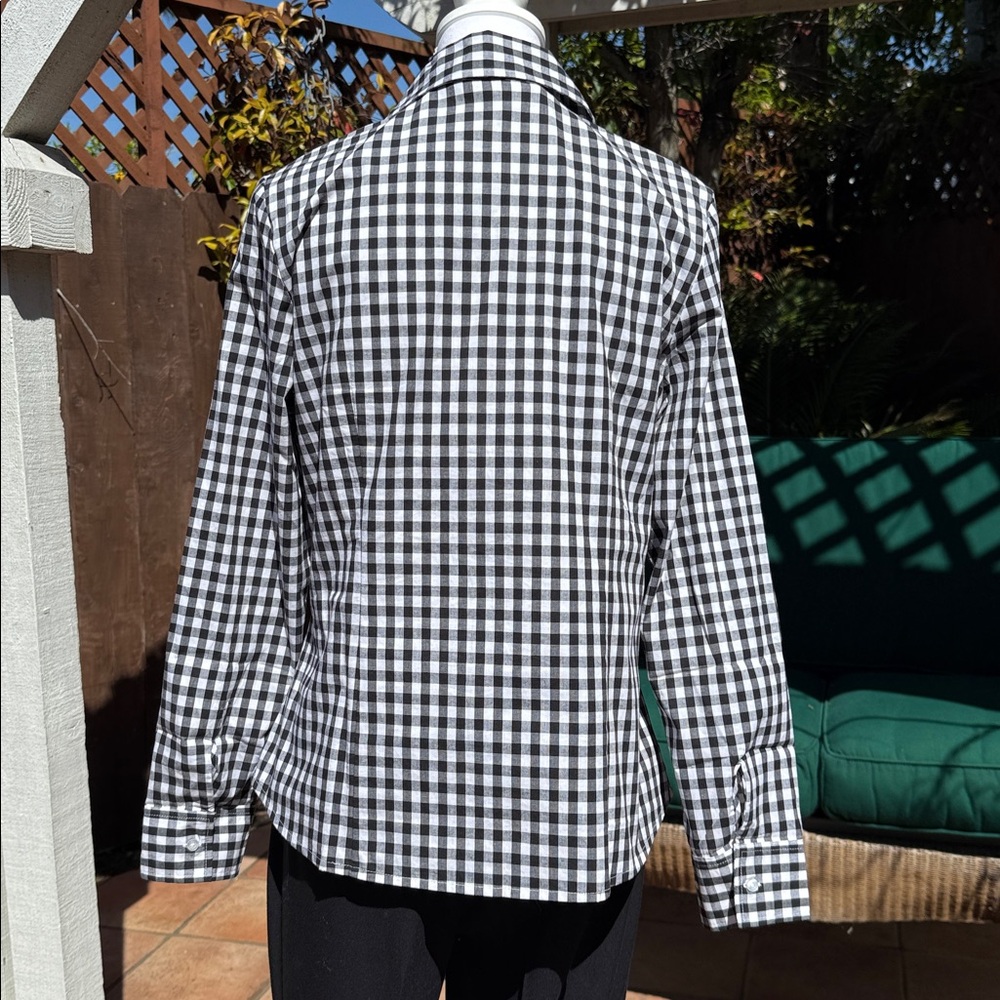 Chadwicks Black and White Gingham Button-Down Shirt - Picture 4 of 8